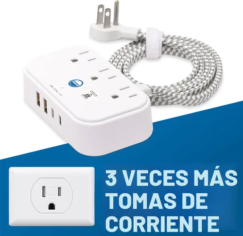 Vista 9 de Regleta de alimentación aprobada por crucero, protector sin sobretensiones con cable de extensión de viaje de 3.3 pies y puertos USB
