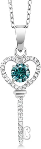 Vista 20 de Gem Stone King Collar con dije de llave de corazón para mujer, plata de ley 925, piedra natal de piedras preciosas, redondo de 0.197 in, con cadena