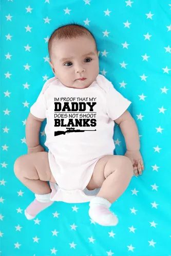 Vista 4 de CBTwear I'm Proof That My Daddy Does Not Shot Blanks Baby Bodysuit Boy Girl Adorable Romper Ropa
