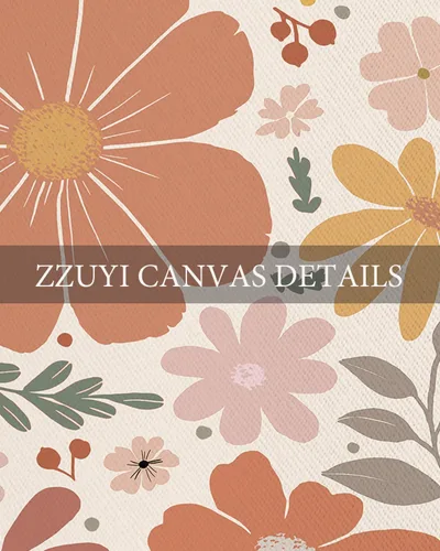 Vista 7 de Zzuyi Lienzo enmarcado para mercado de flores, arte de pared, póster botánico de flores silvestres rosas, impresiones de imágenes, ilustraciones