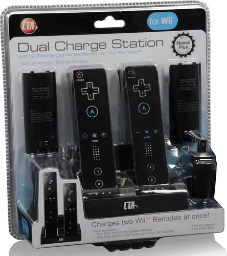 Vista 6 de CTA Digital Wii Remote Dual Charge Station with 2 Rechargeable Batteries (Black)