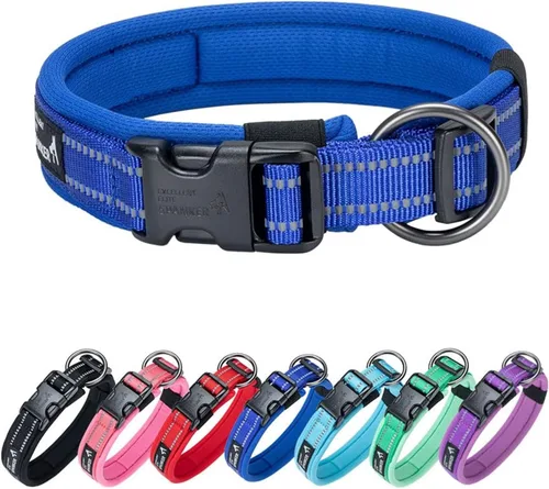 Vista 10 de EXCELLENT ELITE SPANKER Collar reflectante para perro, clásico, suave, acolchado, de nailon transpirable, ajustable, con hebilla de liberación