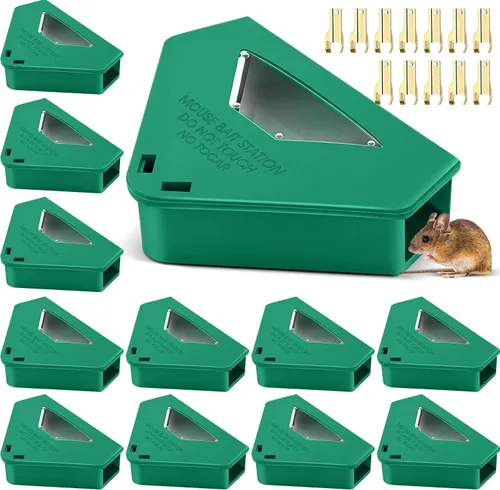 Vista 8 de Qualirey 6 unidades de estación de cebo para mouse mejorada con llave y ventana visible para interiores, estaciones de mouse requeridas, trampas