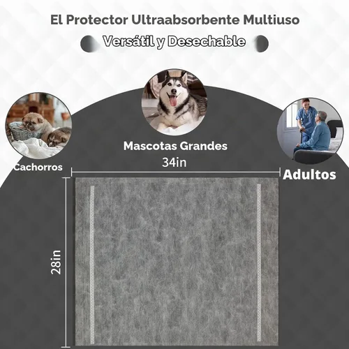Vista 4 de Almohadillas de orina con infusión de carbón para perros y gatos, 30 unidades, XL, 28 x 34 pulgadas 6 capas, control de olores, almohadillas
