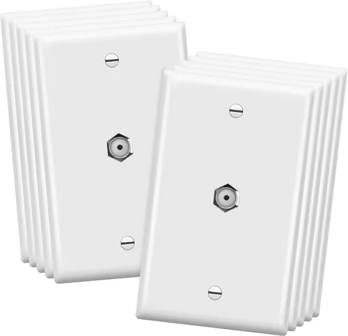 Vista 8 de Conector de tipo F para teléfono y CATV, más conectores hembra RJ11 con placas para pared, Blanco, 1