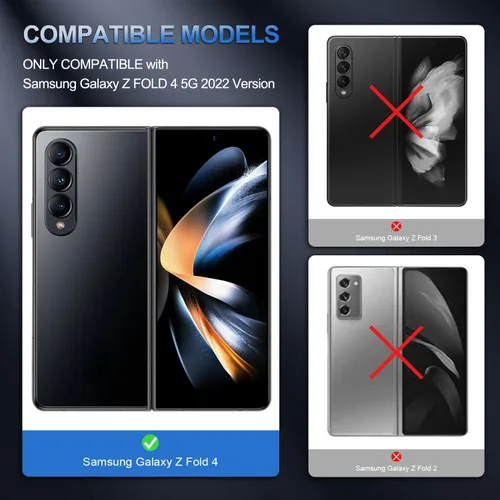 Vista 2 de Funda para Samsung Galaxy Z Fold 4: soporte para S-Pen y diseño de protección de bisagra, soporte con protector de pantalla integrado 360 Funda