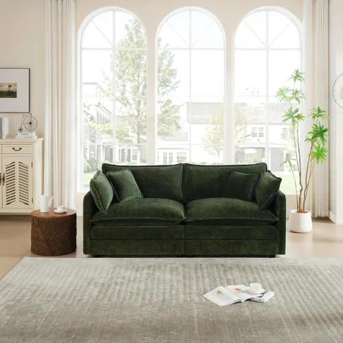 Vista 41 de Sofá modular de felpilla de 111.4 pulgadas, moderno juego de sofá de 3 asientos con asiento profundo, cómodo sofá nube con cojín de espuma doble