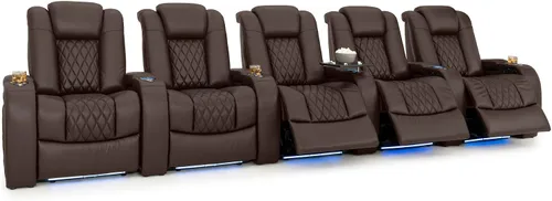 Vista 90 de Seatcraft Asiento de cine en casa Diamante Marrón Reclinable Individual