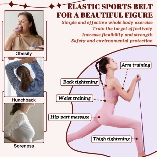 Vista 5 de Figura 8 Banda de fitness para entrenamientos en casa, ejercicio de pecho y hombro, banda elástica para entrenamiento de fuerza, hombres y mujeres