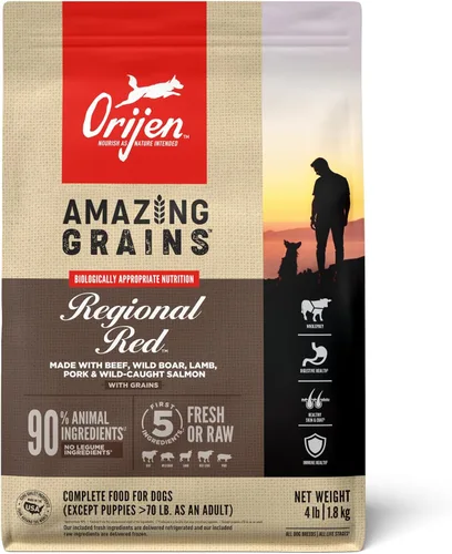Vista 16 de ORIJEN Amazing Grains Comida seca para perros con alto contenido de proteínas Fit & Trim Recipe Bolsa de 4 libras WHOLEPREY Ingredients, Made in