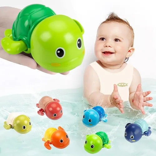 Vista 10 de Juguetes de baño para niños de 1 a 3 años de edad, regalos para niños, juguetes de tortuga nadadora para el baño, juguetes flotantes y de cuerda