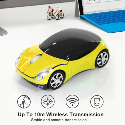Vista 2 de ASHATA Ratón inalámbrico de 2.4 G para automóvil con receptor USB, linda computadora óptica de 1600 DPI para PC, portátil, tableta, compatible