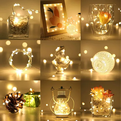 Vista 2 de Lighting EVER - Guirnalda de luces de hadas que funcionan con pilas, 20 miniluces LED, impermeables, pequeñas luces de duende para frascos