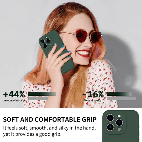 Vista 2 de bicol Funda para iPhone 15 Pro con protector de pantalla, protección mejorada del lente de la cámara, funda protectora de silicona líquida suave