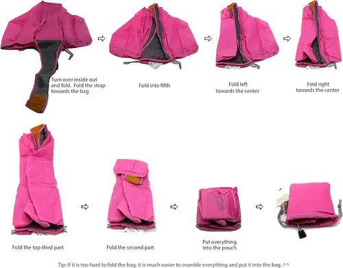 Vista 5 de Paquete de 4 bolsas de compras plegables de nailon Ripstop reutilizables con bolsa y bolsillo interior, cordón
