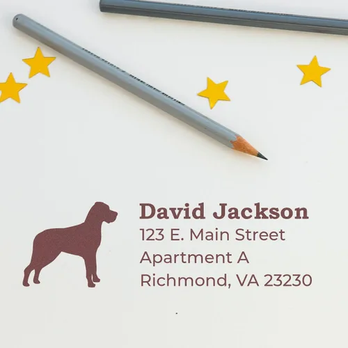 Vista 212 de Airedale Terrier Address Stamp, Custom Airedale Terrier Hand Stamp for Dog Lovers, Duo Rubber Return Address for Pet Owners Montaje manual Duo