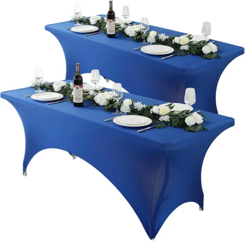 Vista 16 de Paquete de 2 manteles de elastano negro de 6 pies – Manteles ajustados – Mantel elástico de ajuste universal para mesas plegables – Sin arrugas