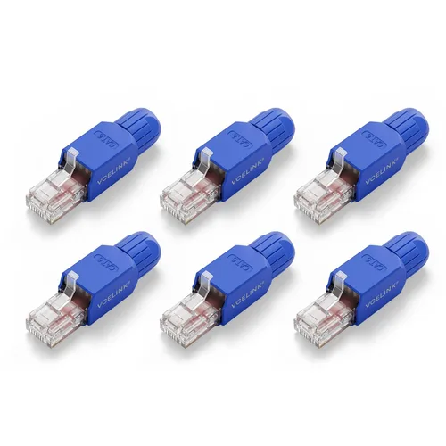 Vista 9 de VCELINK Conector RJ45 sin herramientas, enchufe de terminación de campo CAT6, enchufe modular chapado en oro, conector UTP CAT6 sin herramientas