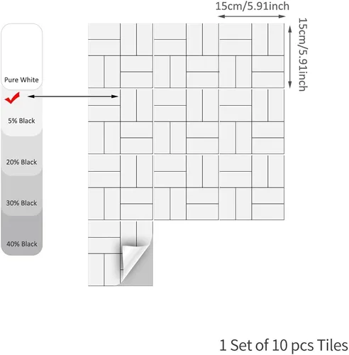 Vista 3 de Adhesivo de transferencia de azulejos de pared para decoración del hogar, despegar y pegar Vinly Splashback, calcomanías de azulejos para sala