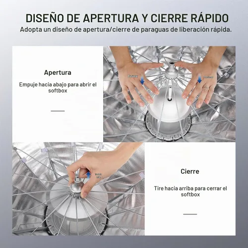 Vista 2 de NEEWER 33.5"/85cm Softbox parabólico hexadecágono, instalación rápida/plegable como paraguas con montaje Bowens, plato de belleza