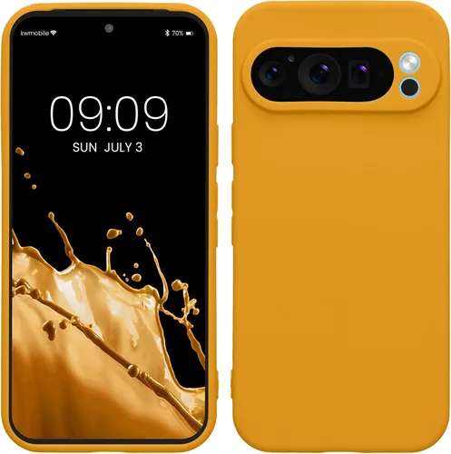 Vista 161 de kwmobile Funda compatible con Google Pixel 9 - Funda protectora delgada de TPU para teléfono - Acabado mate suave - Piedra antigua