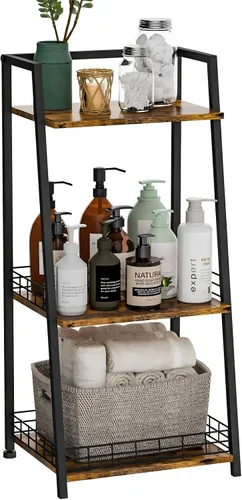 Vista 9 de keomaisyto Estantes de baño de 3 niveles con cajón de lona, estante de almacenamiento de baño, estante de almacenamiento pequeño, estante