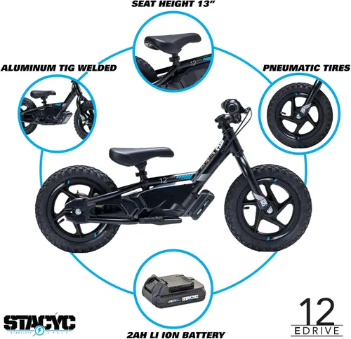 Vista 3 de STACYC Bicicleta eléctrica de equilibrio 12eDRIVE para niños de 3 a 5 años