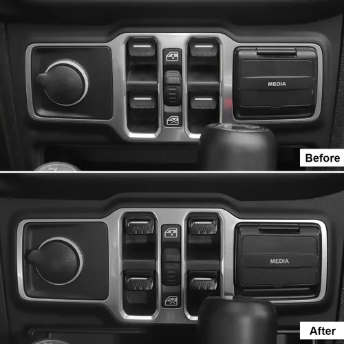 Vista 2 de CheroCar Cubierta de botón para interruptor de ventana Jeep JL, accesorios interiores para Jeep Wrangler JL JLU 2018-2022, Gladiator JT 2020-2022