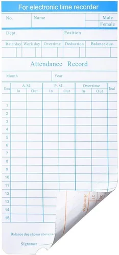 Vista 4 de Yescom 50 tarjetas de reloj de tiempo mensual para registrador de nómina de asistencia de empleados Payroll Recorder