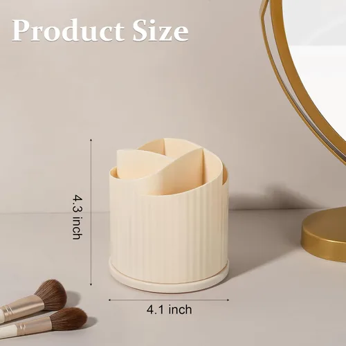 Vista 7 de Anyoifax Organizador giratorio de 360 brochas de maquillaje con 5 ranuras para brochas de maquillaje, taza en forma de flor, soporte para bolígrafo