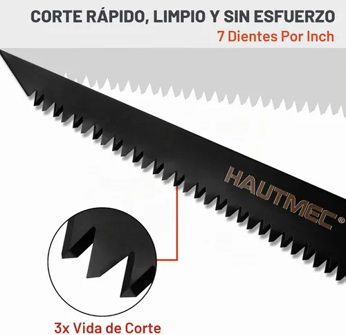 Vista 4 de HAUTMEC Sierra plegable para paneles de yeso con funda, sierra Jab de triple tierra 7TPI con hoja de acero de alto carbono, revestimiento negro