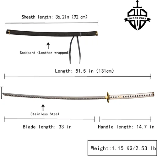 Vista 2 de Sword fort Espadas réplicas de acero inoxidable Devil Vergil Dante's Yamato Sword Katana Anime Cosplay Sword Real Metal, versión extendida, 40