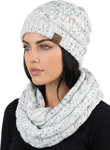 Vista 8 de Funky Junque - Juego de pañuelo y gorro de punto a juego para mujer Negro