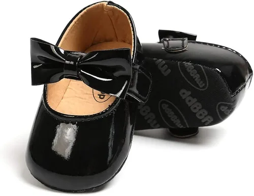 Vista 7 de Ohwawadi Zapatos de bebé para niña, zapatos planos Mary Jane de princesa para vestido de boda, zapatos de cuna para recién nacidos, bebés, bebés