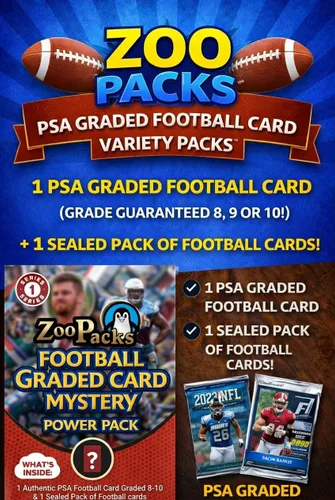 Vista 3 de Paquete Misterio de Tarjetas de Fútbol Graduadas PSA Tarjeta de Fútbol Graduada PSA + 1 Paquete Sellado de Tarjetas Grado 8+ Garantizado