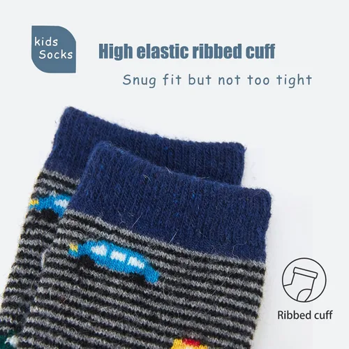 Vista 5 de Zestonie Calcetines de lana para niños, calcetines cálidos de invierno para niños, calcetines térmicos de cuarto de dibujos animados para niños, 6