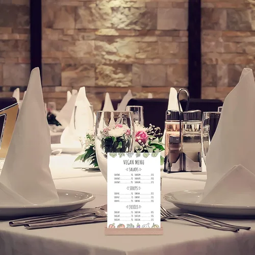 Vista 5 de 8 soportes de madera para tarjetas de lugar, soportes de números rústicos para decoración de mesa de fiesta de boda