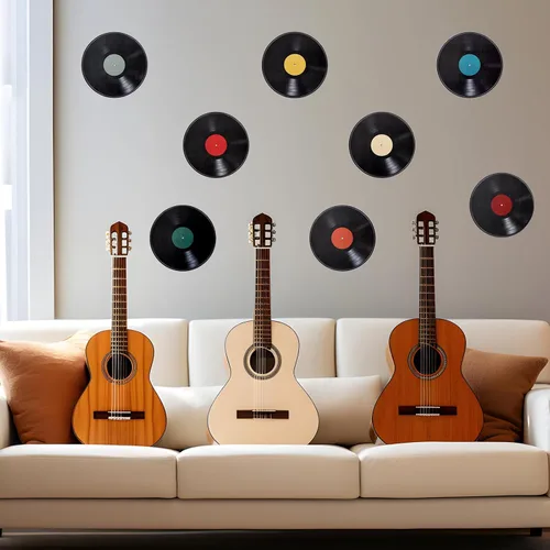 Vista 6 de Piriuuo 8 discos de decoración de pared, discos de vinilo decorativos, decoración de discos de vinilo de 9 pulgadas, decoración de pared