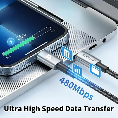 Vista 7 de Cable de carga rápida tipo C a tipo C de 240 W - Cable USB C para iPhone, MacBook Pro, iPad Pro, Samsung - Cable C a C para carga rápida