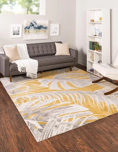 Vista 8 de Unique Loom Blossom Collection - Alfombra rectangular de 2 x 3 pies, color marfil y azul