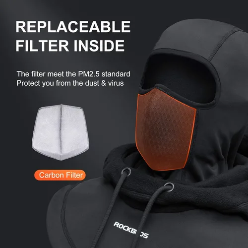 Vista 4 de ROCK BROS Máscara de esquí térmica de forro polar pasamontañas para clima frío invierno y hombres