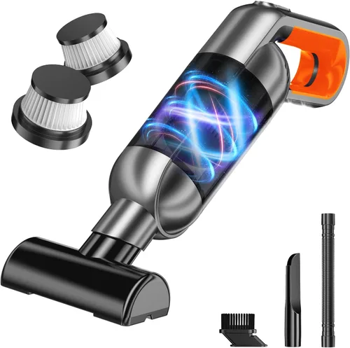 Vista 8 de Aspiradora de mano inalámbrica, aspiradora portátil para automóvil con luz LED, aspiradora pequeña recargable con potente succión, aspiradora ligera