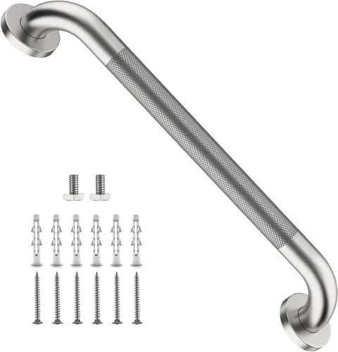 Vista 55 de Barra de agarre para ducha negra de 12 pulgadas con agarre de goma antideslizante, ZUEXT Barra de agarre para baño de acero inoxidable, Barra