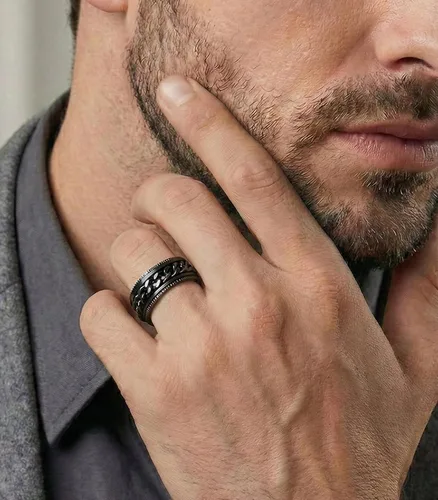 Vista 2 de King Ring 8mm Super Spinner Stainless Steel Fidget Rings – Designed in USA Negro