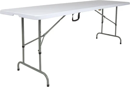 Vista 7 de Flash Furniture Kathryn - Mesa plegable rectangular de plástico ajustable de 8 pies con asa de transporte, mesa plegable para eventos en interiores