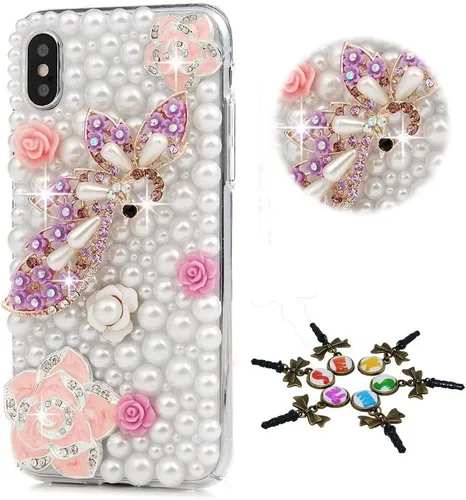 Vista 5 de Sparkle - Funda compatible con Samsung Galaxy A14 5G, elegante funda 3D hecha a mano con diamantes de imitación de estrella musical, diseño