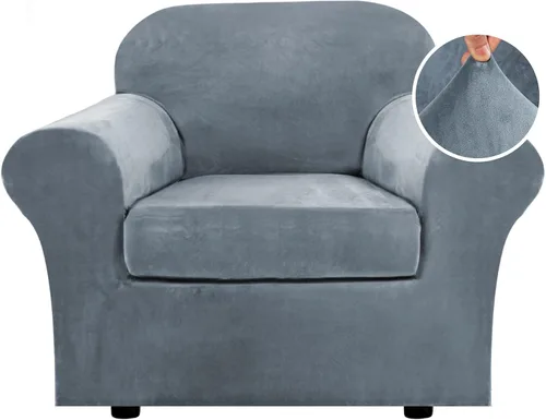 Vista 63 de H.VERSAILTEX - Funda elástica para sofá de 2 piezas, funda protectora de terciopelo, suave, con parte inferior elástica, con un ancho de hasta 49