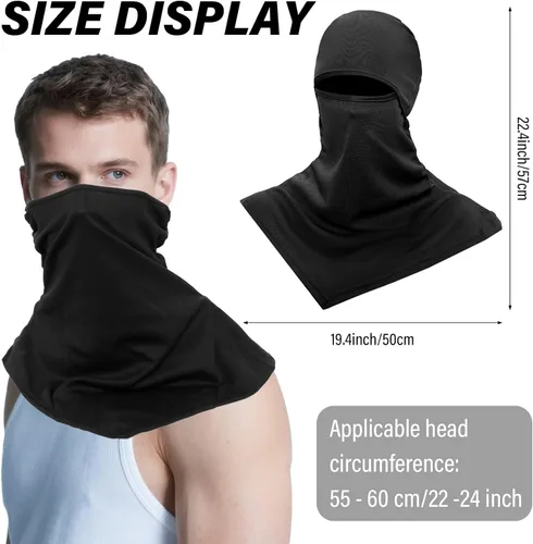 Vista 2 de 6 pasamontañas para máscara de esquí, cubierta de cuello largo, cubierta facial de verano, protector de cuello, protección UV para hombres y mujeres
