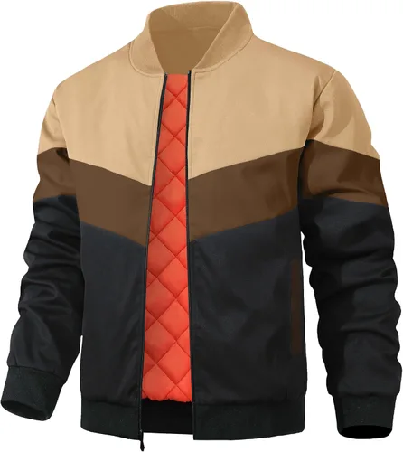 Vista 9 de HYPESTFIT Chaqueta bomber para hombre, casual, resistente al viento, para otoño e invierno, abrigos, acolchados, con aislamiento