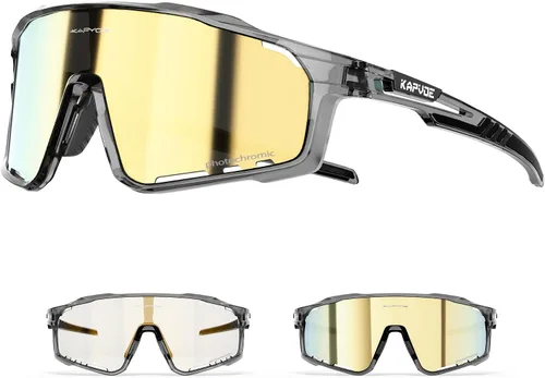 Vista 14 de KAPVOE Gafas de ciclismo fotocromáticas para hombres y mujeres, gafas de sol deportivas, marco de decoloración HD, gafas de bicicleta K76